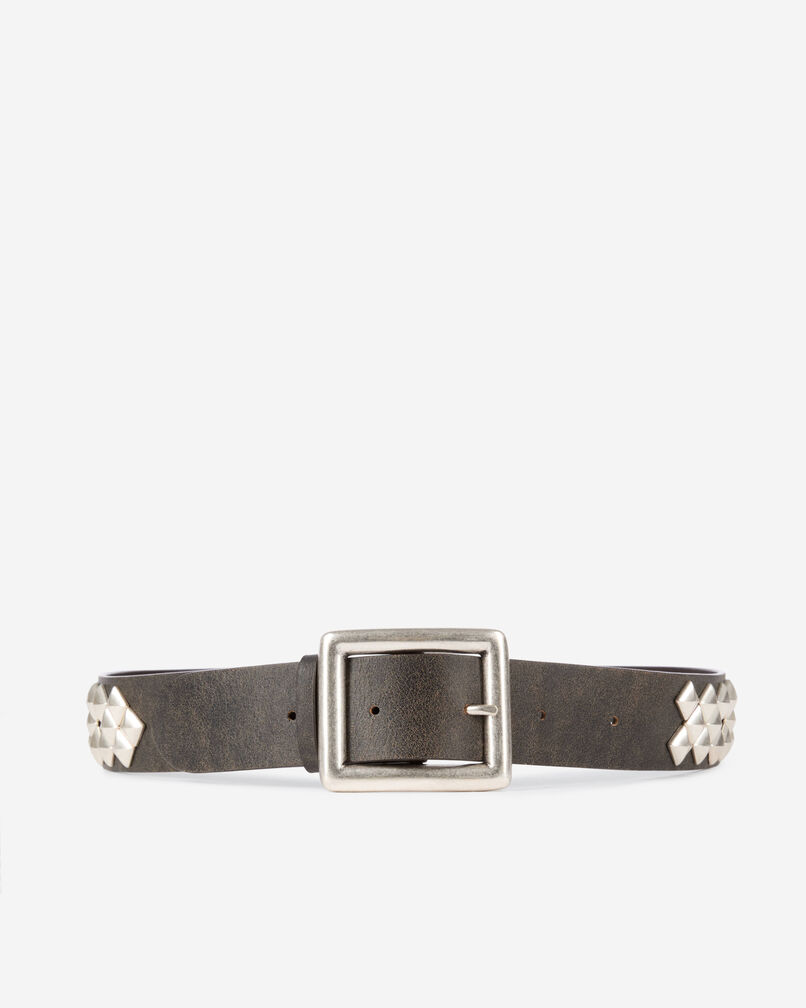 The Kooples FEMME BROWN ceinture cloutée en cuir marron
