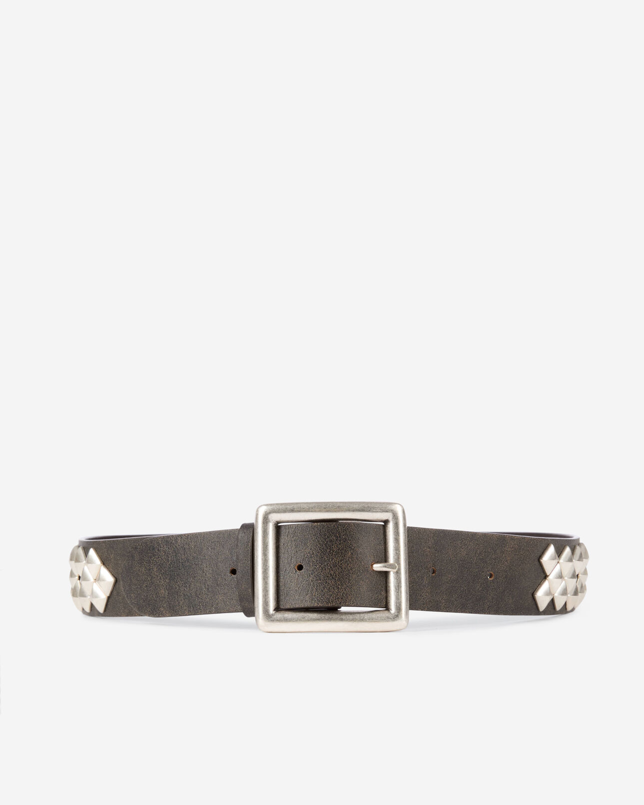 The Kooples WOMEN BROWN brown studded leather belt