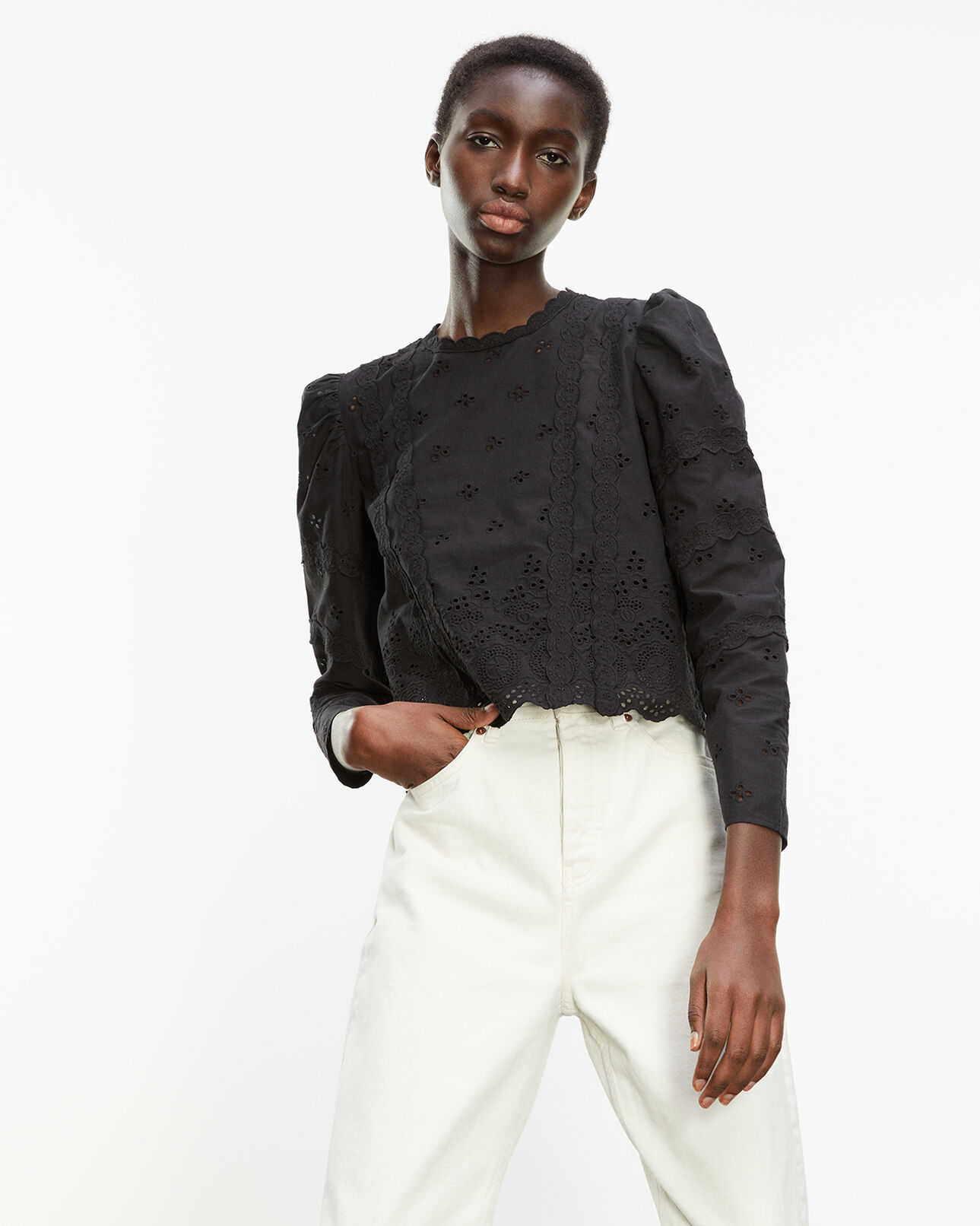 The Kooples WOMEN BLACK black top with long sleeves