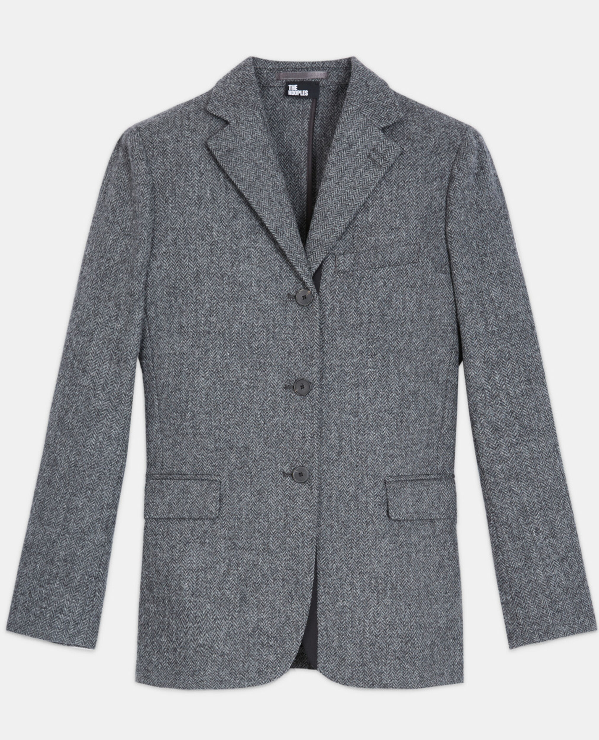 Veste en laine à motif grise, GREY, hi-res image number null
