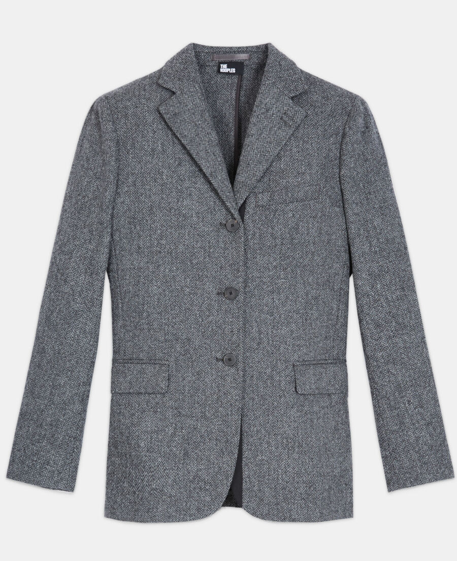 veste en laine à motif grise