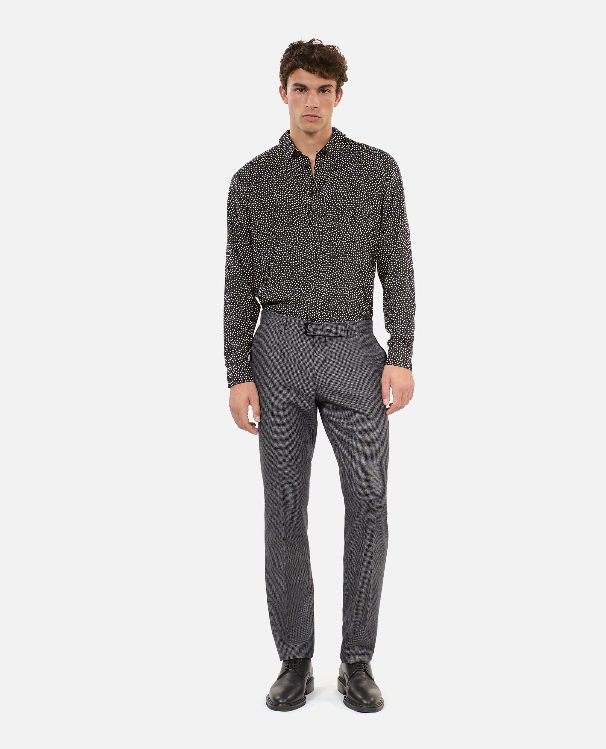 Black and white houndstooth suit trousers, BLACK GREY, hi-res image number null