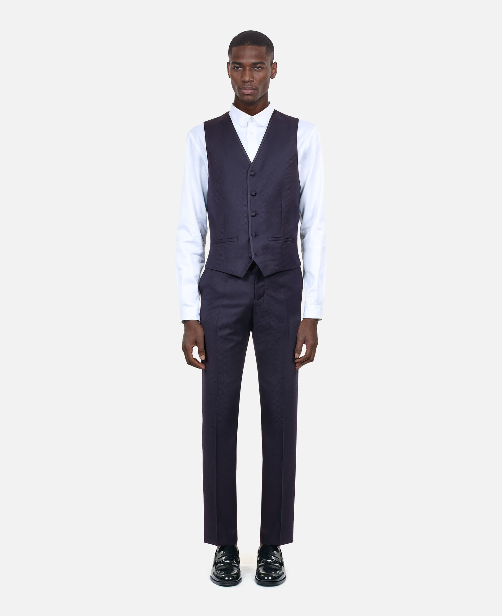 The Kooples MEN NAVY navy blue wool fitted tuxedo waistcoat