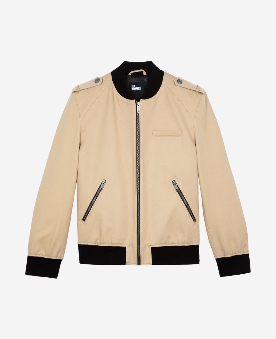 The Kooples HOMME BEIGE blouson teddy en coton beige