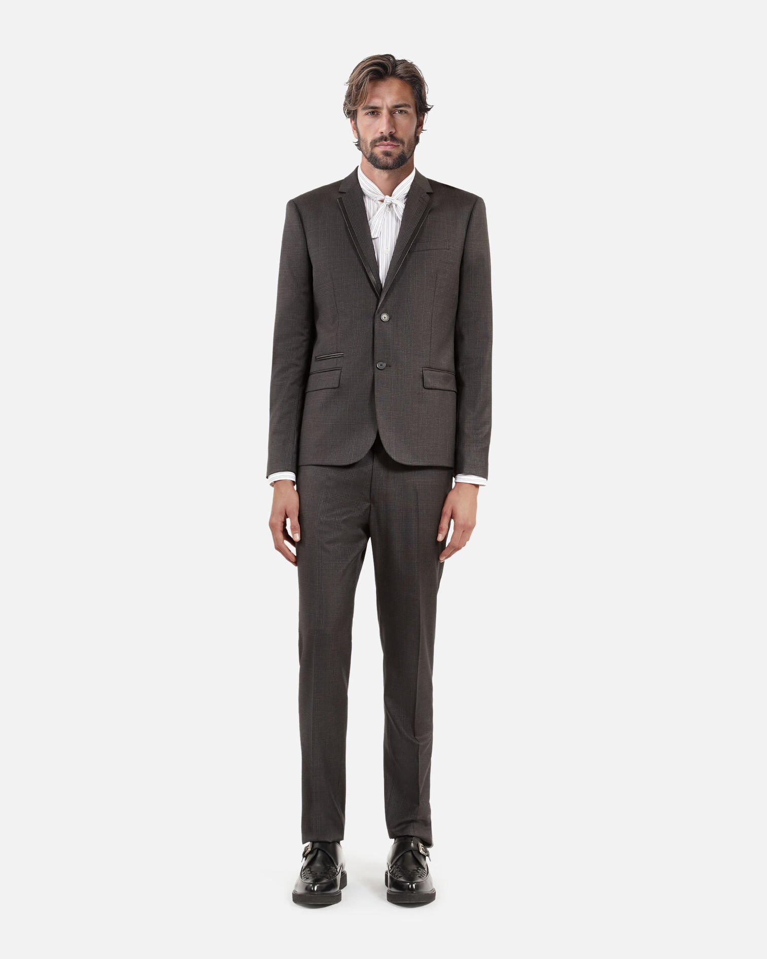 Prince of Wales grey wool suit jacket, DARK GREY, hi-res image number null