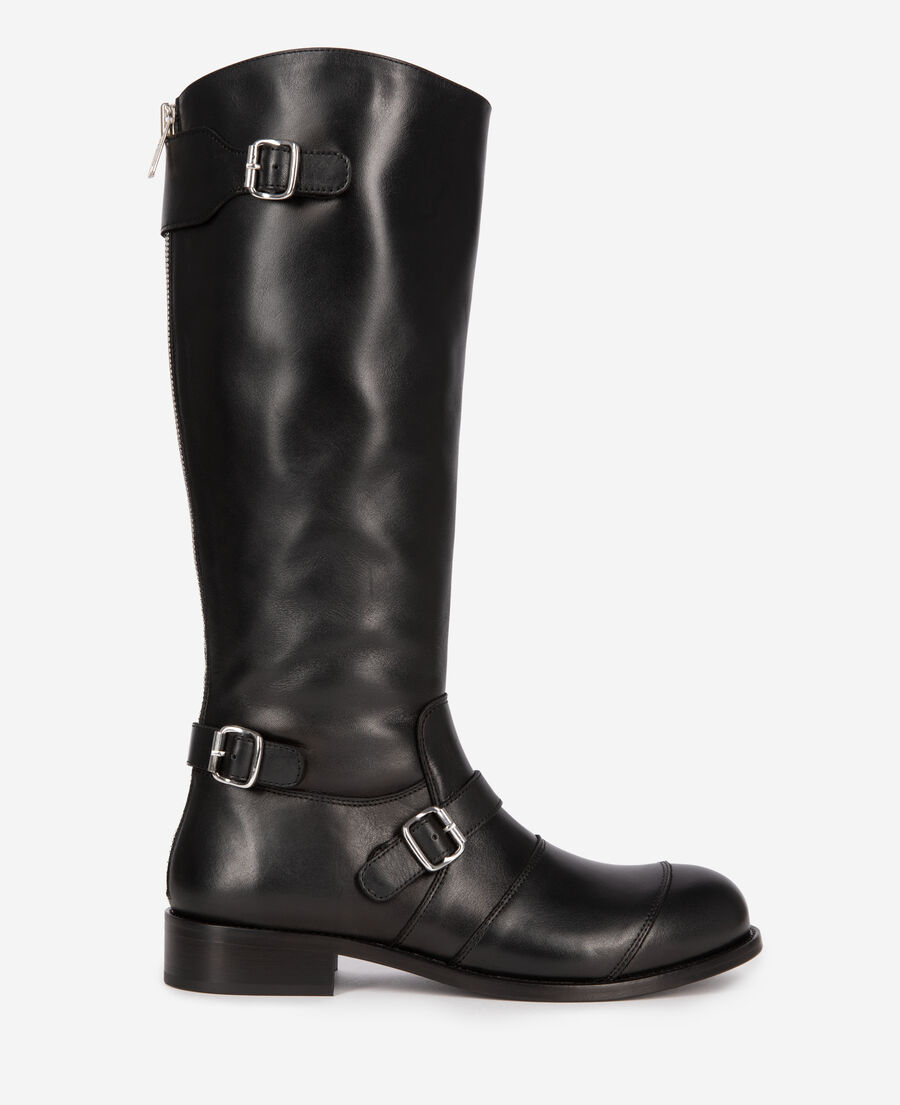 The Kooples DAMEN BLACK schwarze stiefel mit schnallen aus leder
