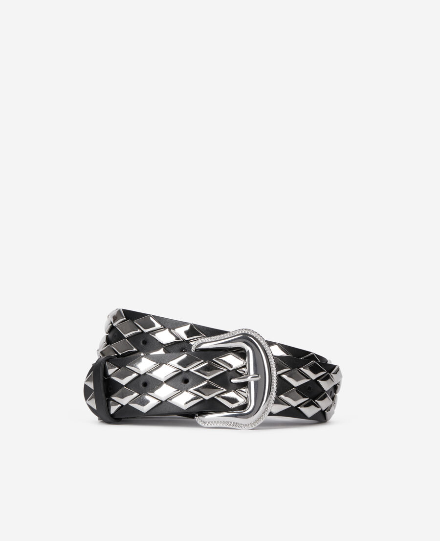 The Kooples F BLACK black leather belt with studs