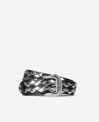 The Kooples F BLACK black leather belt with studs