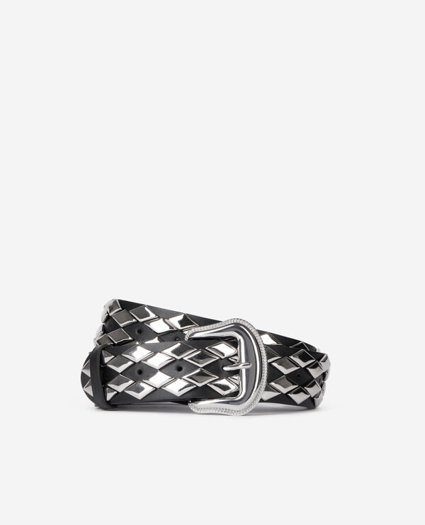 The Kooples F BLACK black leather belt with studs
