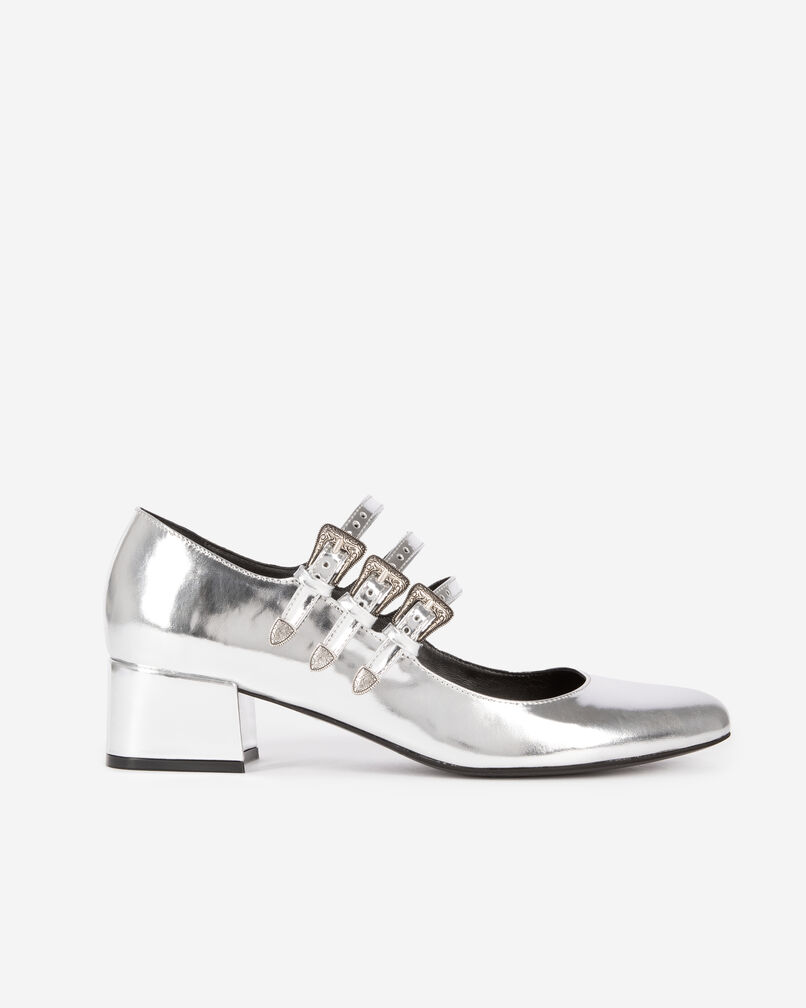 The Kooples FEMME SILVER babies à talons en cuir argenté