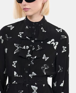 The Kooples FEMME BLACK WHITE robe courte imprimée papillons