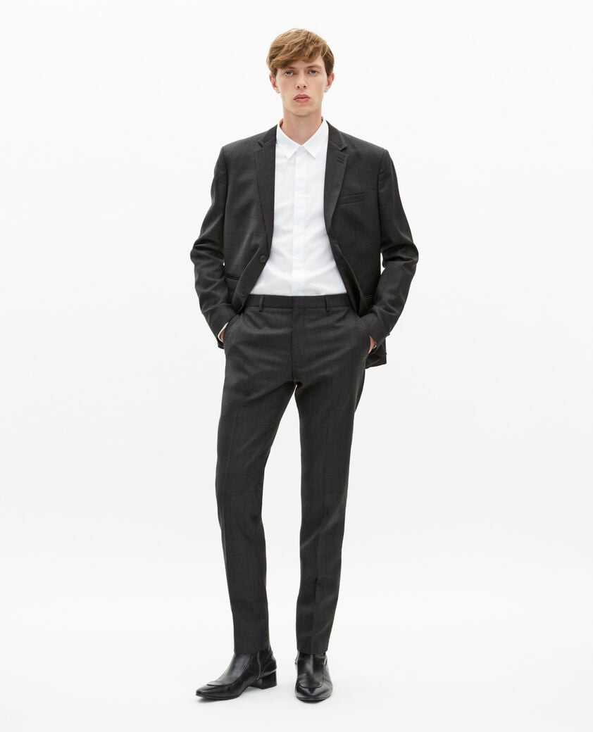 The Kooples H BLACK black check fitted suit pants