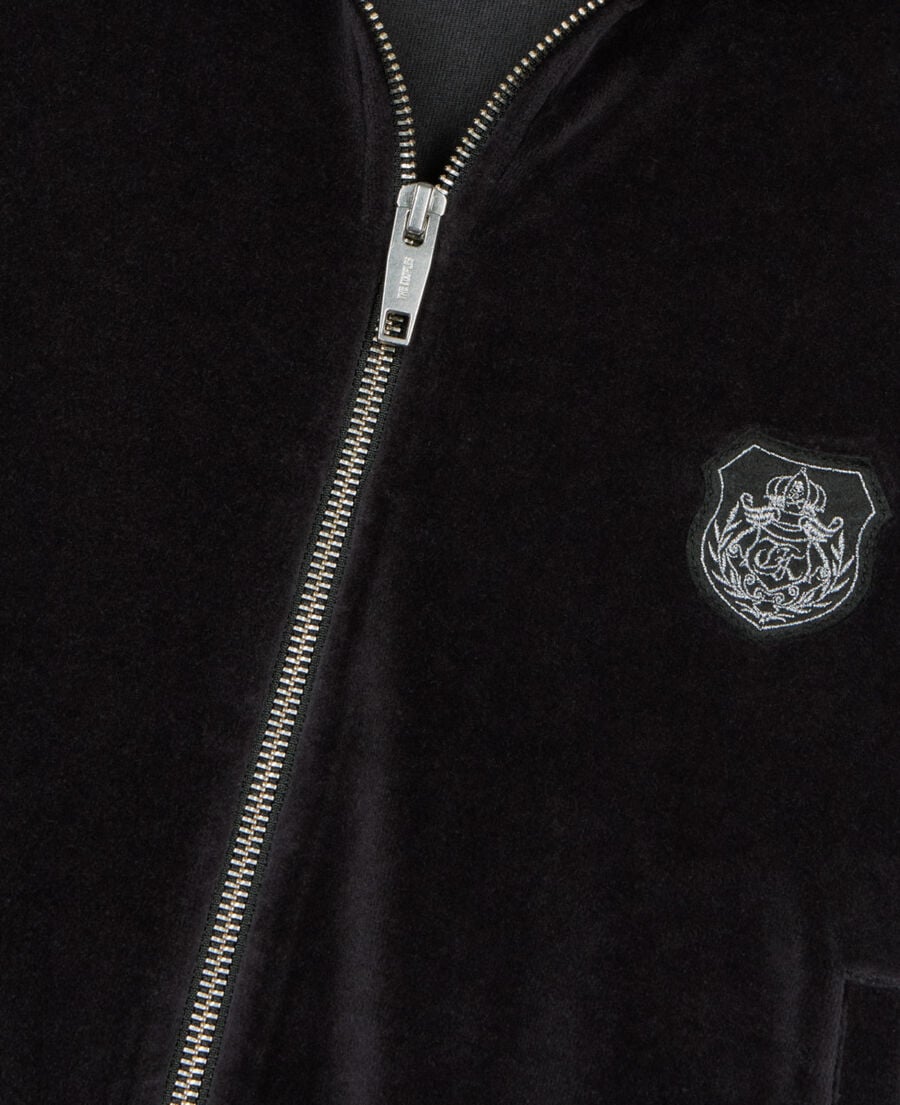 The Kooples FEMME BLACK sweatshirt logo en velours noir