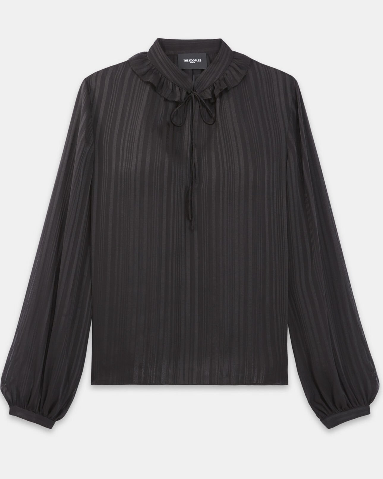 The Kooples DAMEN BLACK oberteil fließend schwarz bindekragen