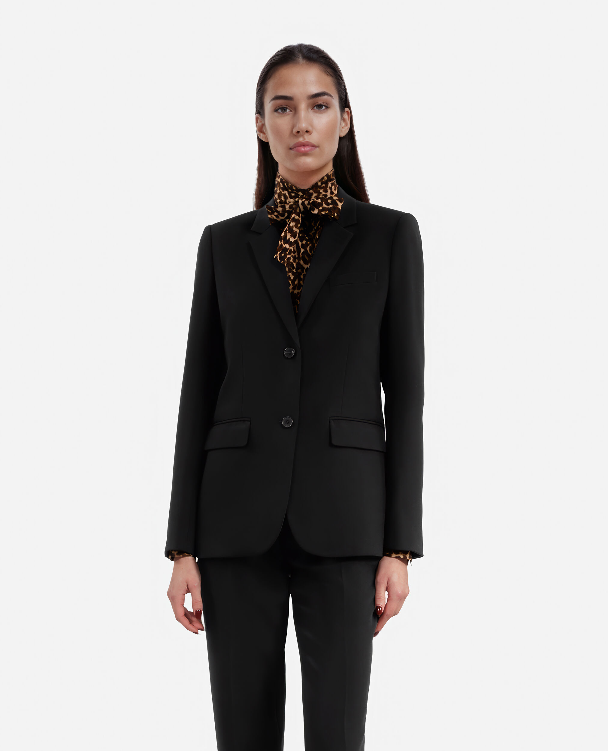 Veste de costume en crêpe noire, BLACK, hi-res image number null