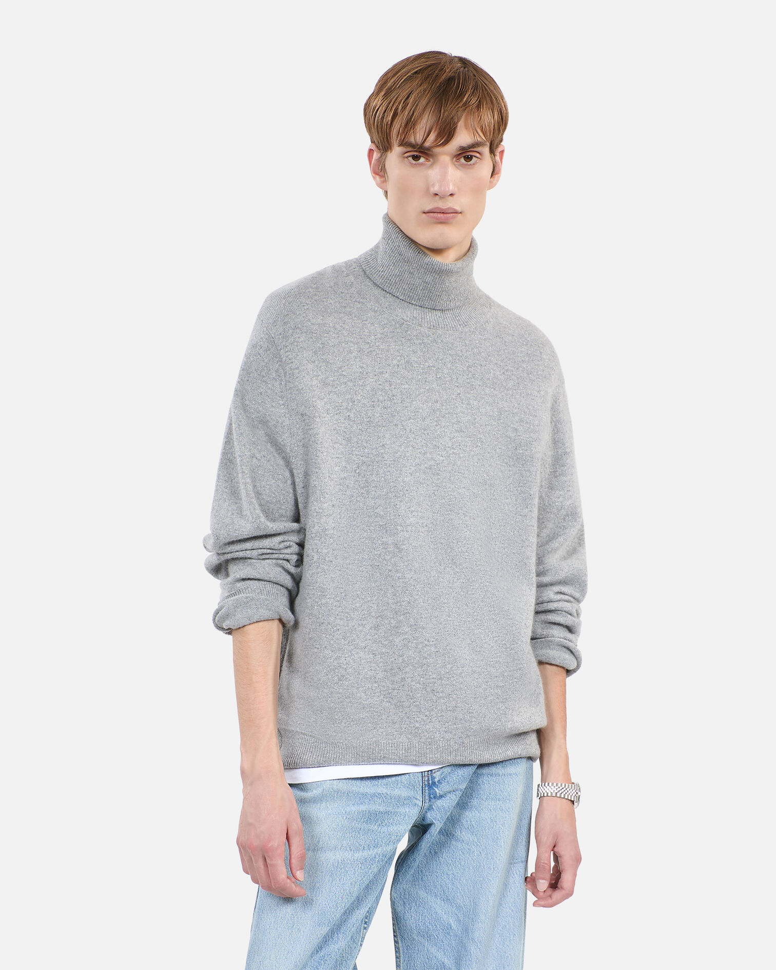 Grey cashmere sweater, MIDDLE GREY MEL, hi-res image number null