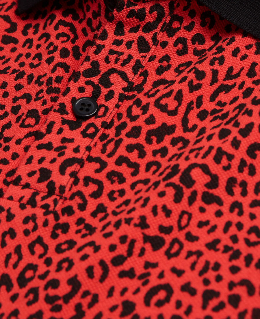 polo léopard rouge
