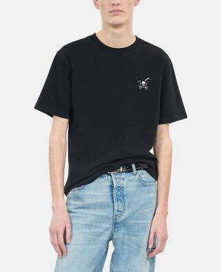 The Kooples HERREN BLACK schwarzes t-shirt mit butterfly-beflockung