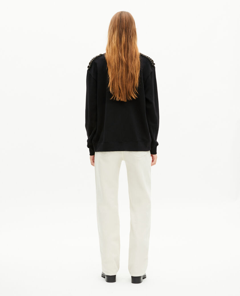 The Kooples DAMEN BLACK WASHED sweatshirt mit ketten schwarz