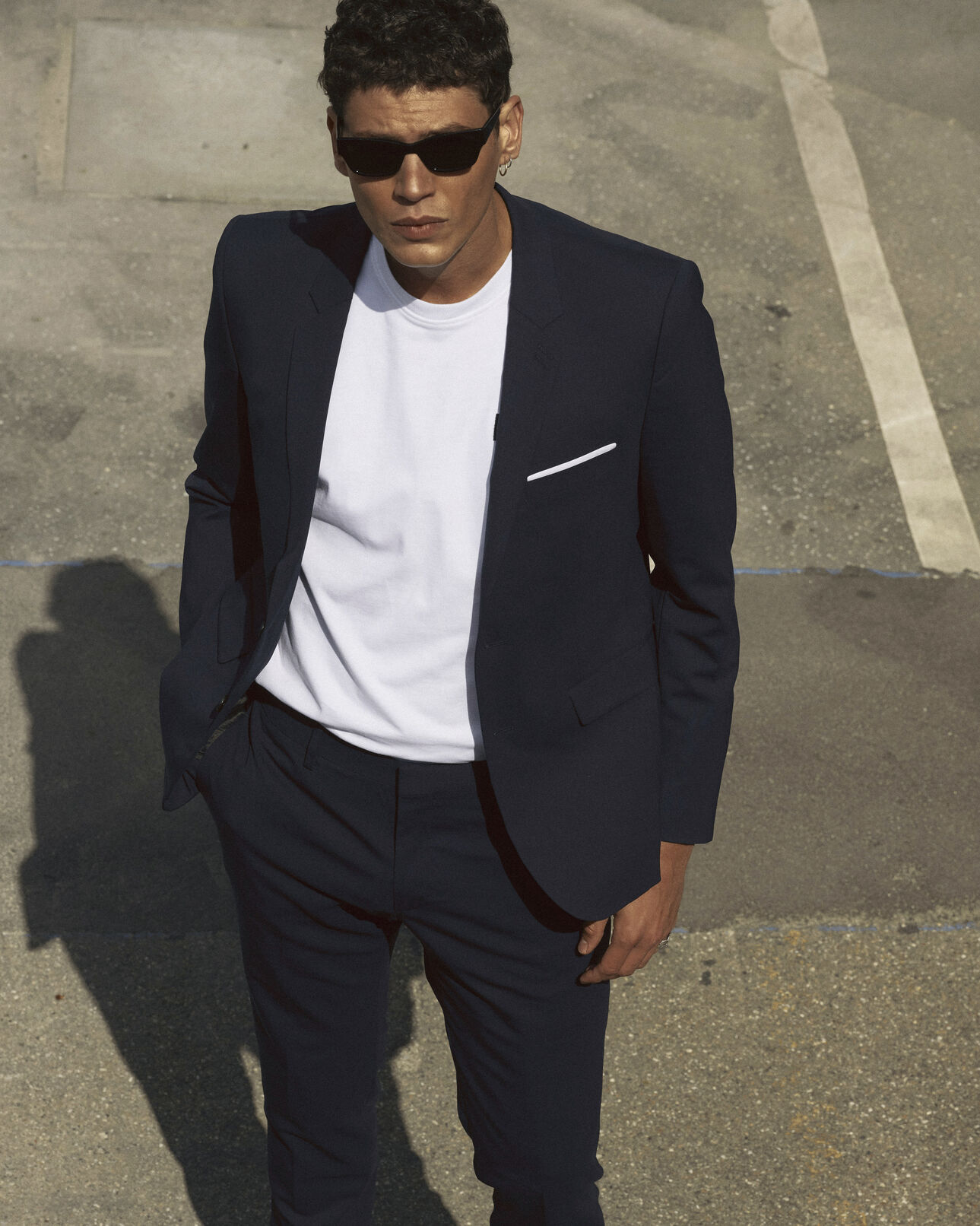 The Kooples MEN NAVY navy blue stretch wool suit jacket 