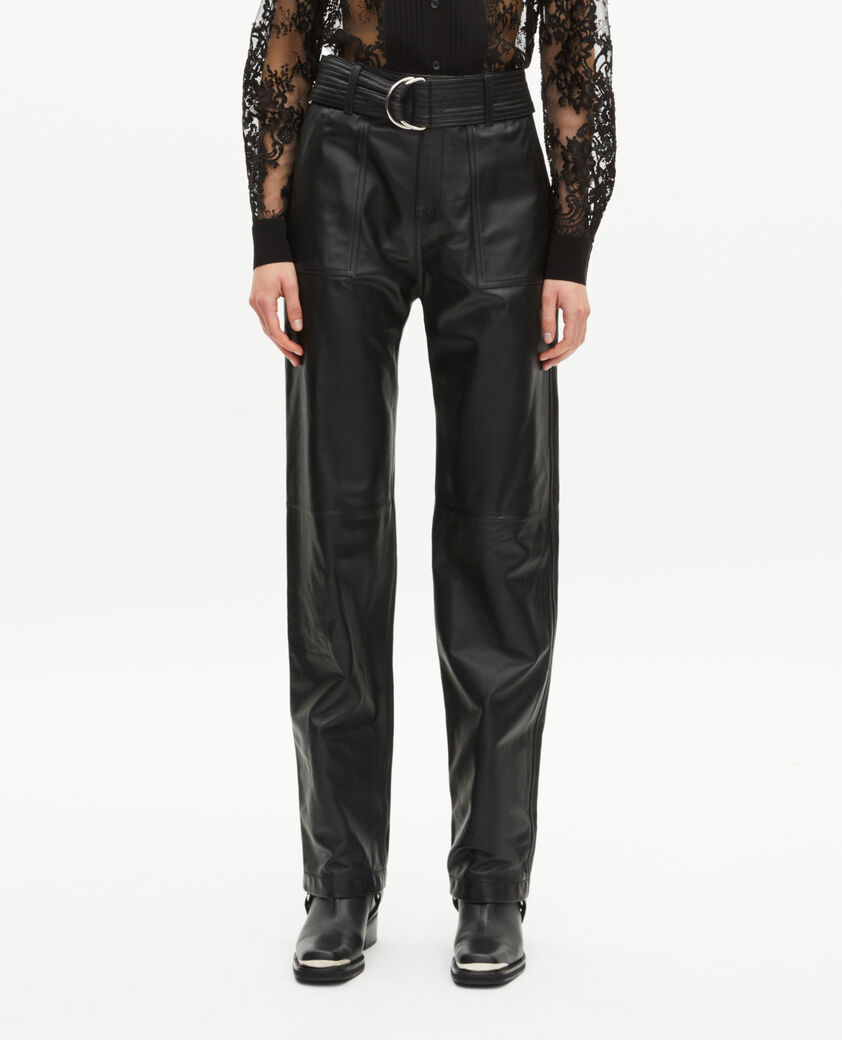 The Kooples FEMME BLACK pantalon droit en cuir