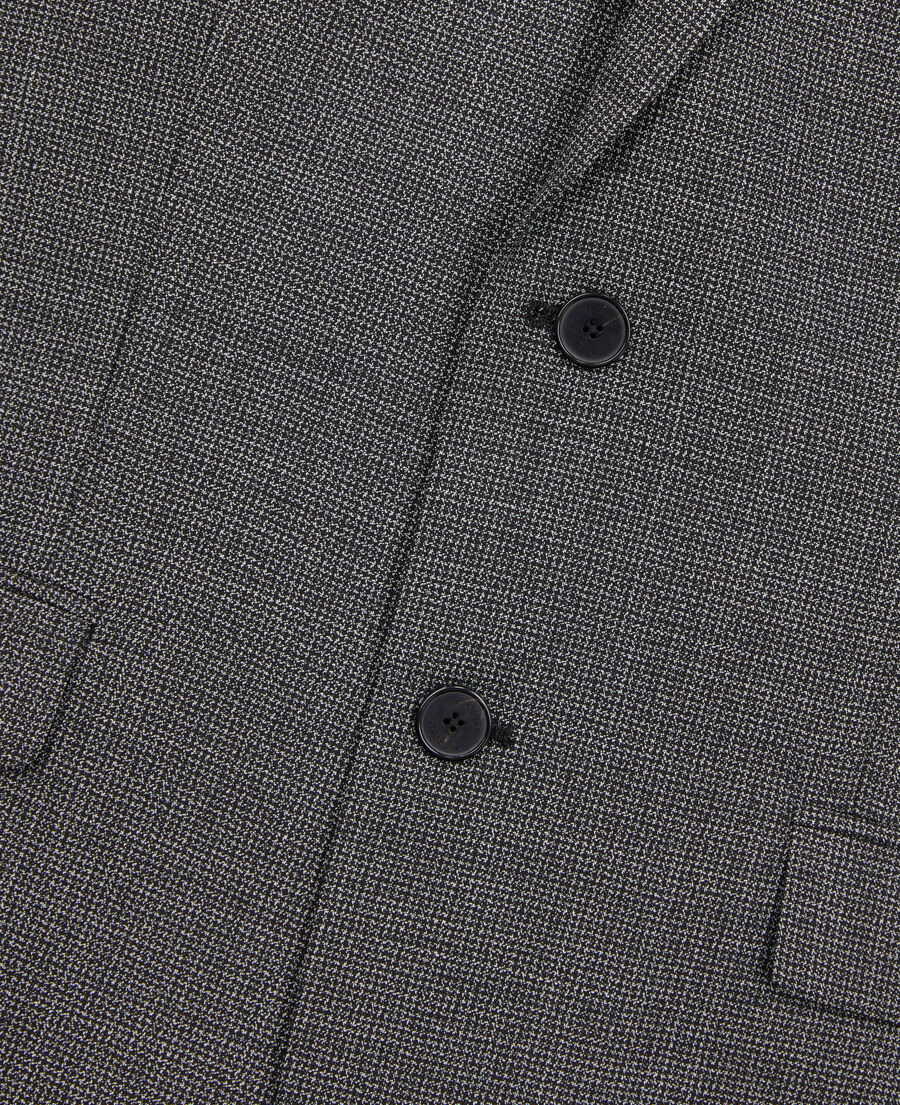 Black micro-pattern wool suit jacket | The Kooples - US