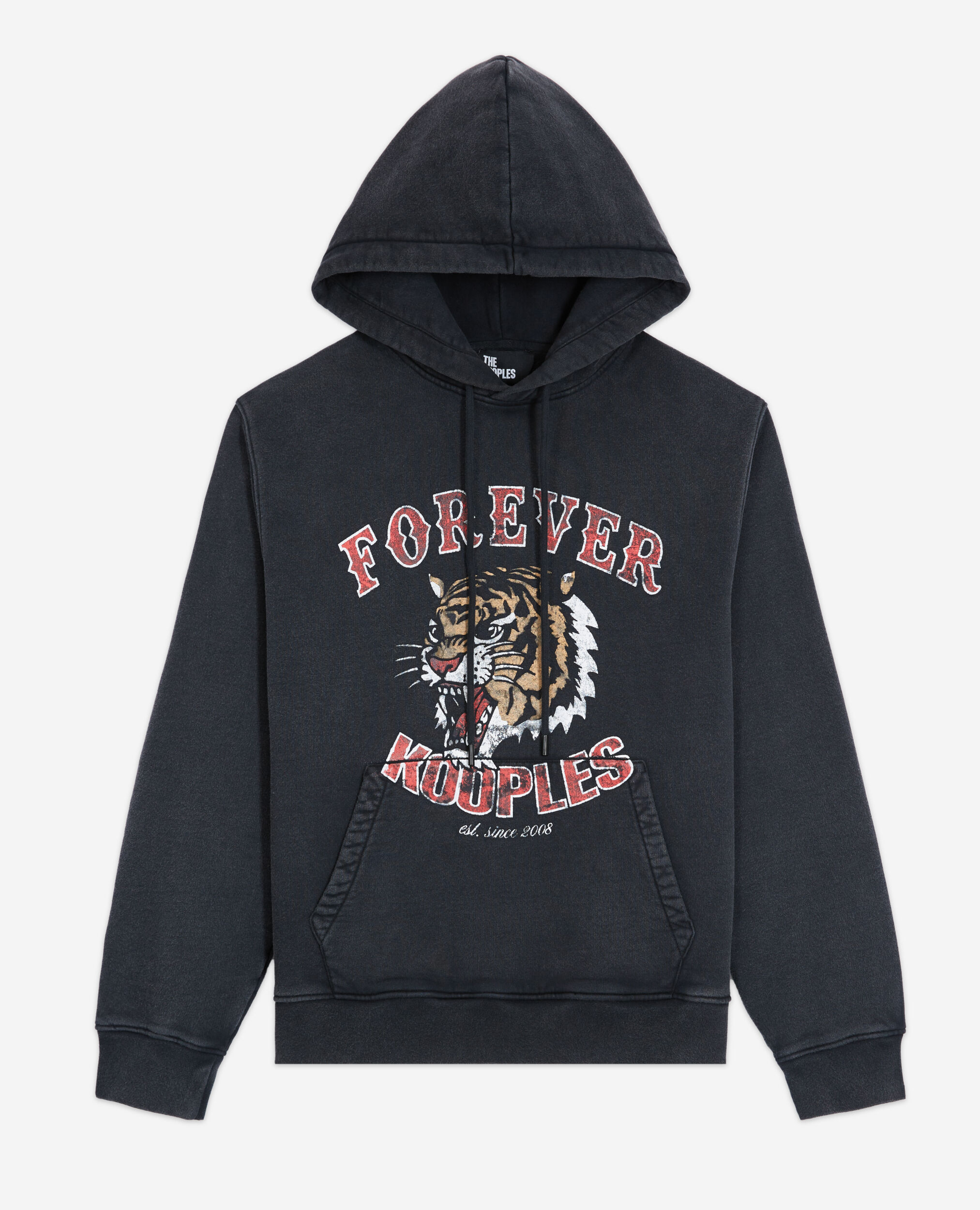 Black sweatshirt with screen print, BLACK WASHED, hi-res image number null