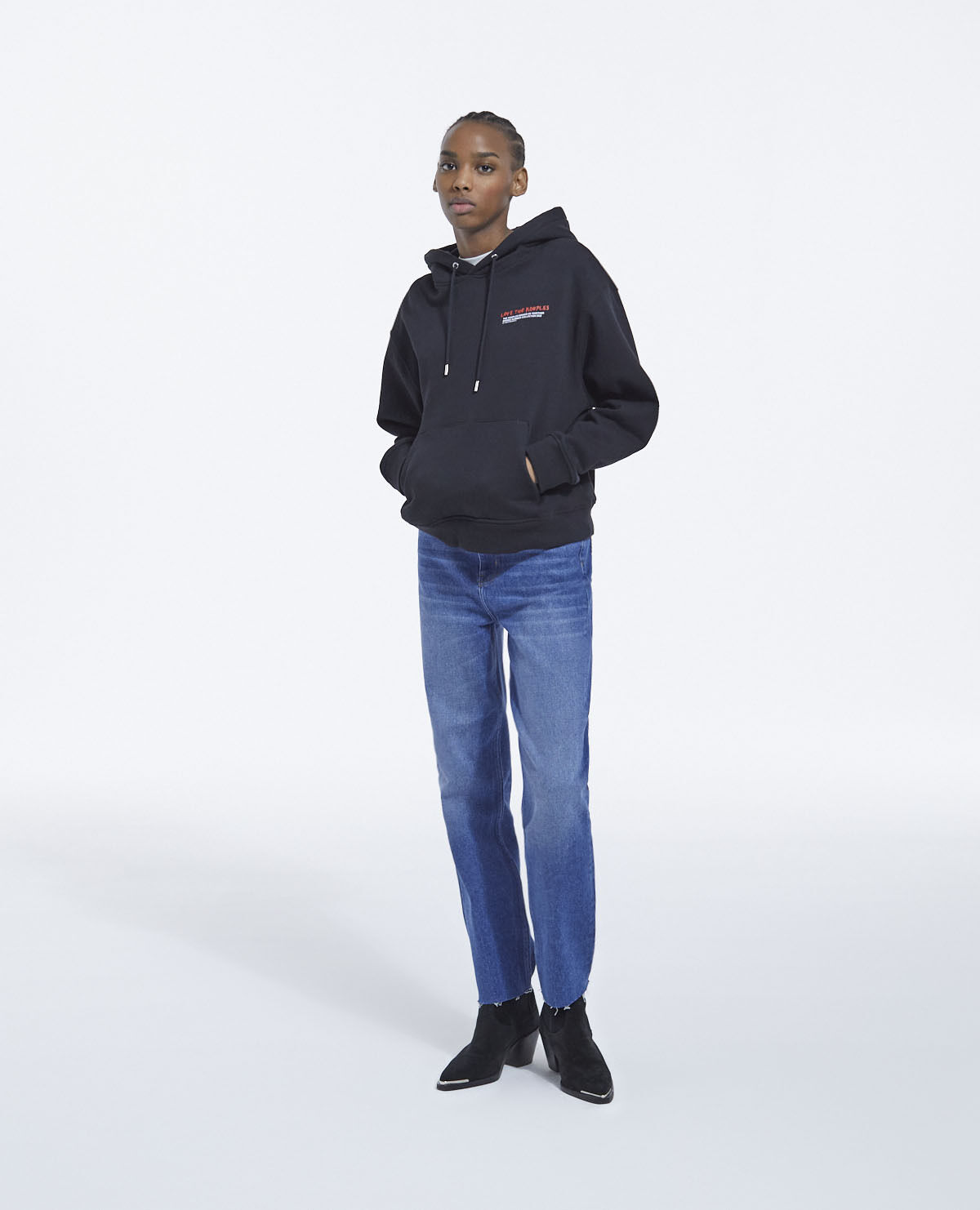 Black hoodie cheap with writing