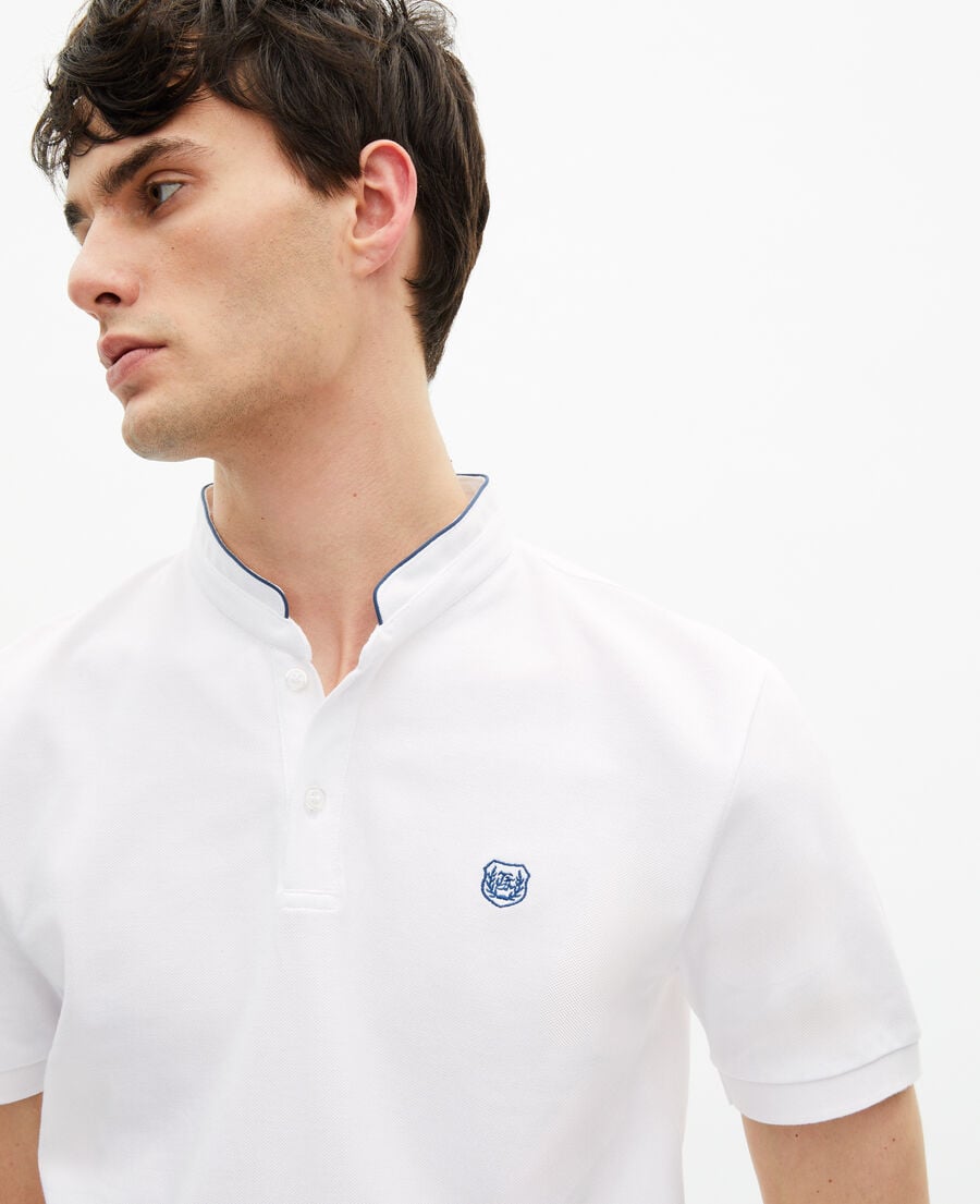 The Kooples HOMME WHITE / BLUE polo en coton piqué blanc