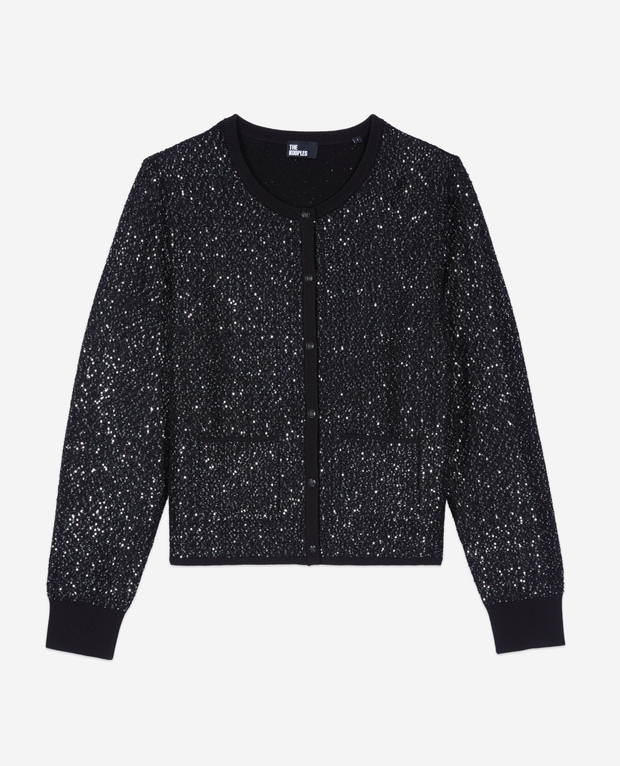 Black sequined knit cardigan