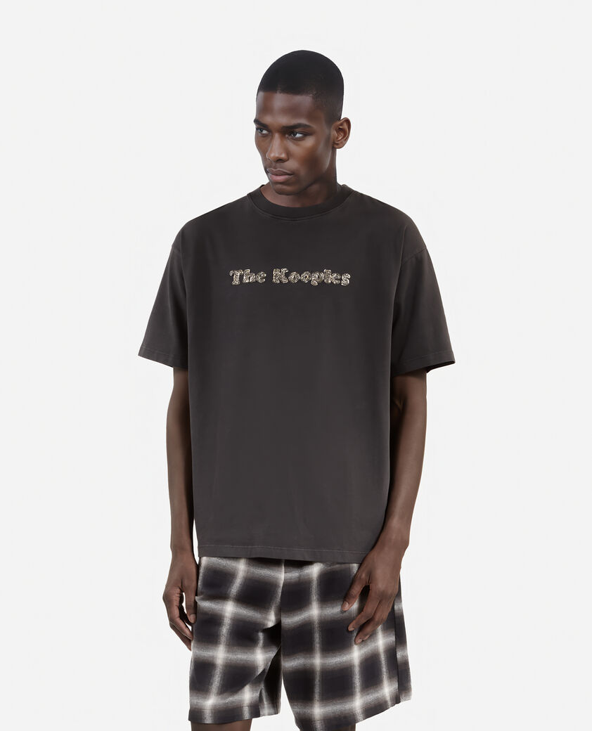 The Kooples HOMME BLACK WASHED t-shirt avec logo délavé noir