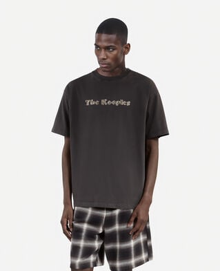 The Kooples MEN BLACK WASHED t-shirt with faded black logo