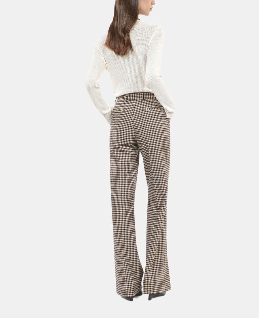The Kooples F ECRU BLACK loose-fitting vichy check trousers