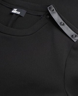 The Kooples FEMME BLACK robe courte en crêpe avec détails en cuir