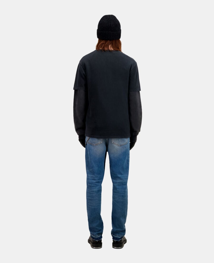 The Kooples H BLACK WASHED men's black t-shirt cobra serigraphy
