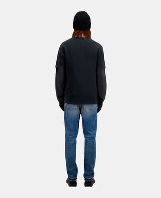 The Kooples H BLACK WASHED men's black t-shirt cobra serigraphy