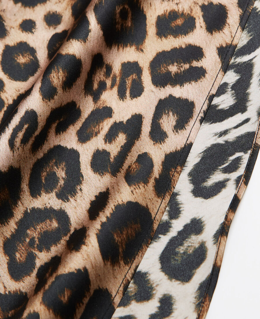 falda larga de seda leopardo