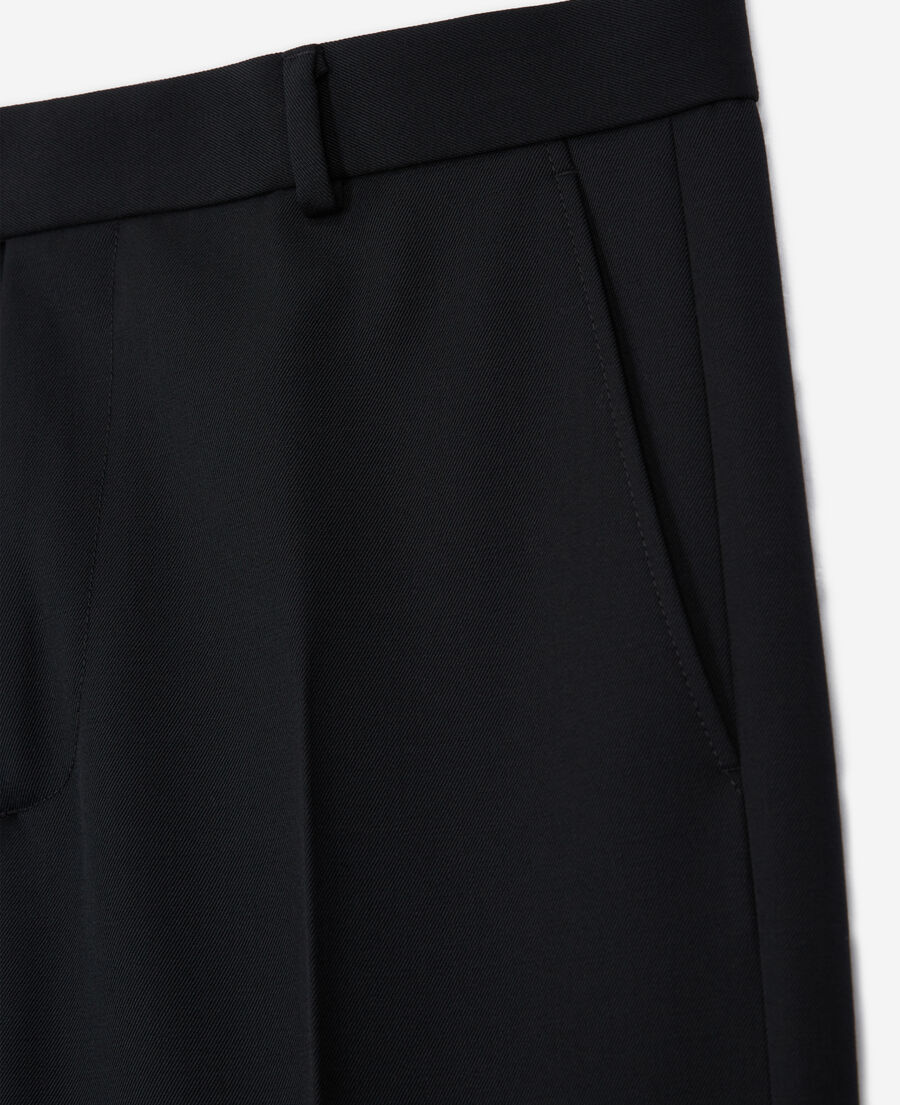 pantalon en laine évasé noir