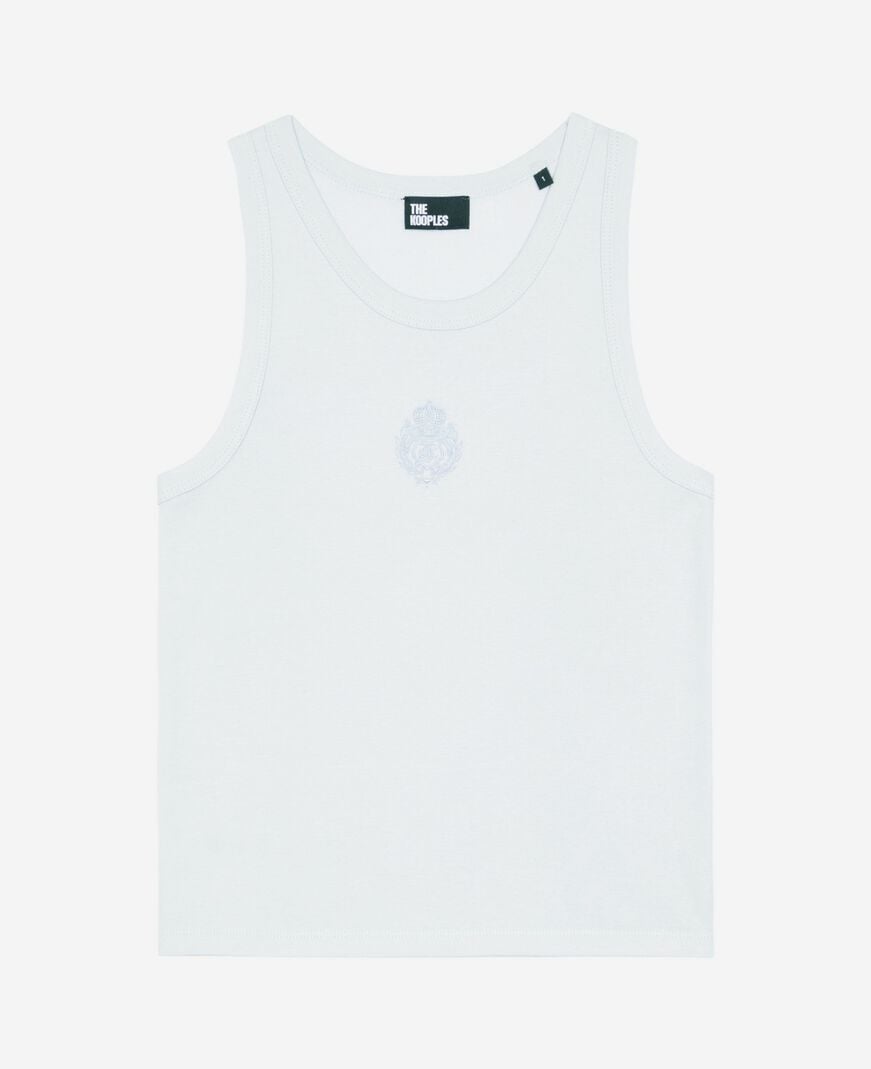 The Kooples F LIGHT BLUE tank top with light blue coat of arms