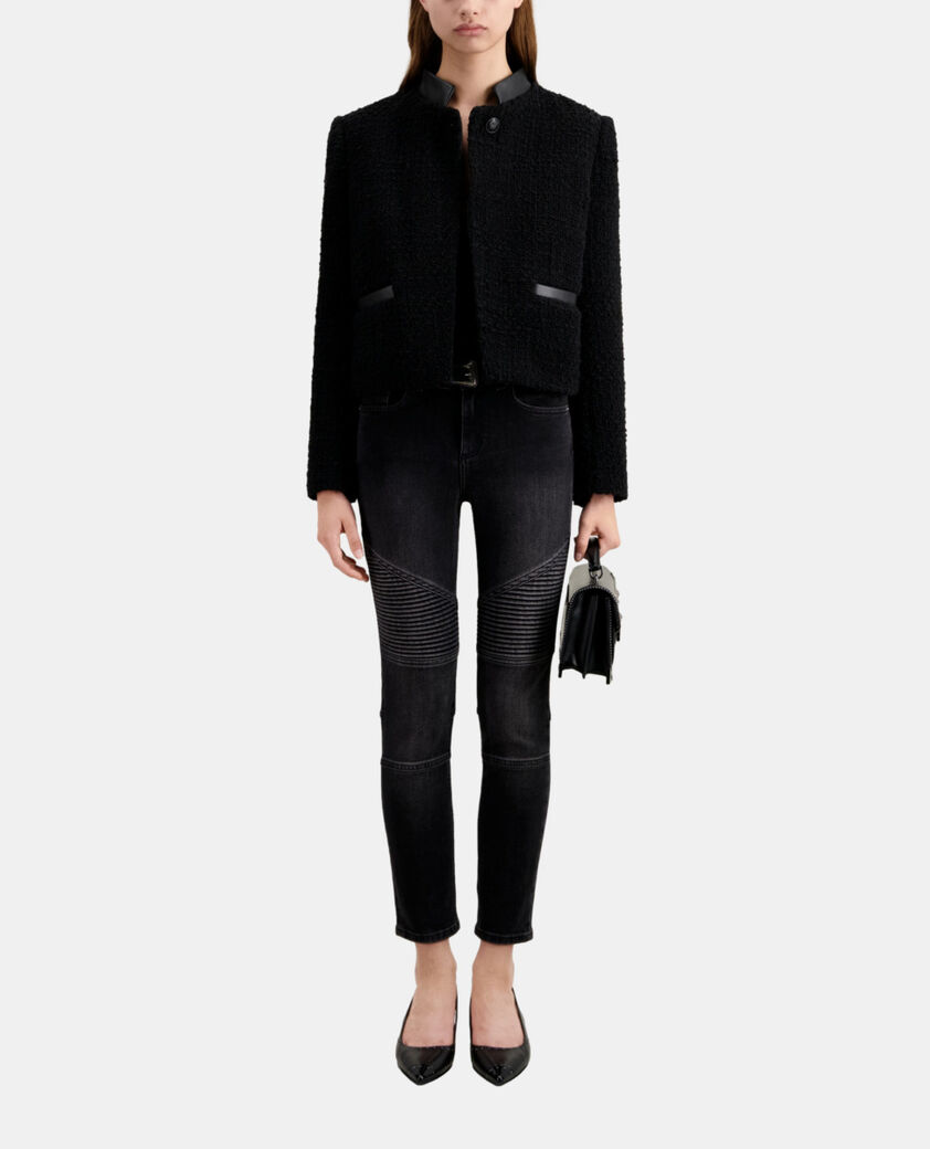 The Kooples FEMME BLACK veste courte noire en tweed
