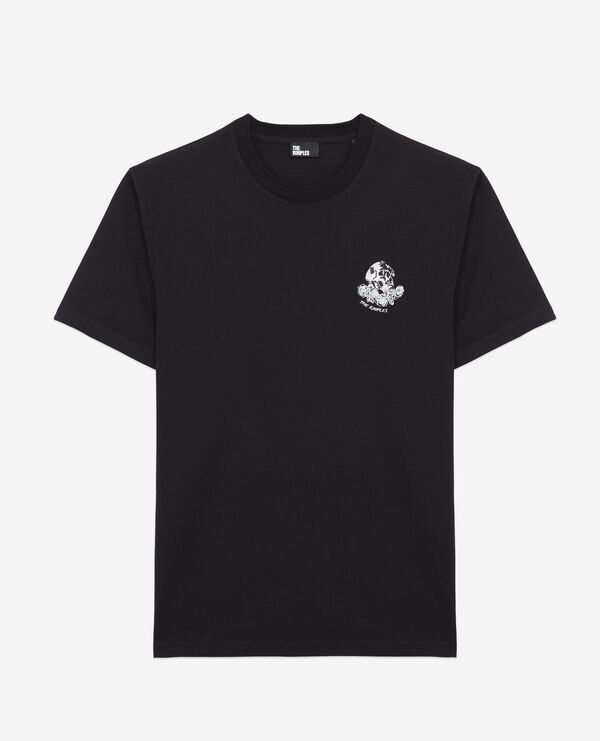 t-shirt noir avec broderie vintage skull