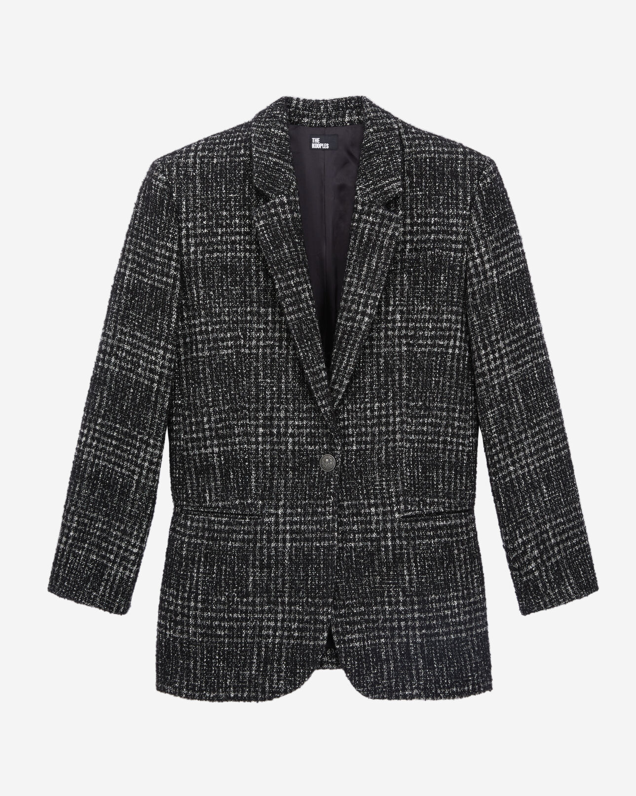 The Kooples DAMEN BLACK WHITE schwarz-weißer blazer aus tweed