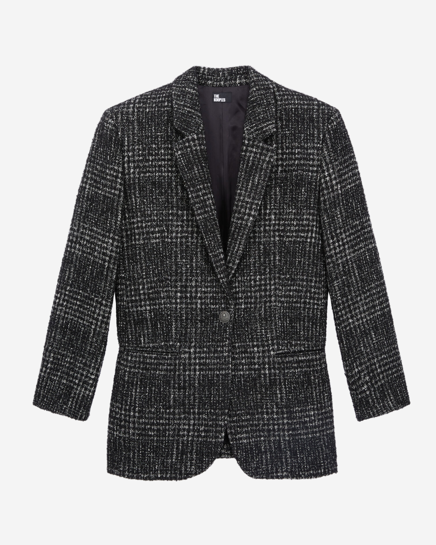 Schwarz-weißer Blazer aus Tweed, BLACK WHITE, hi-res image number null
