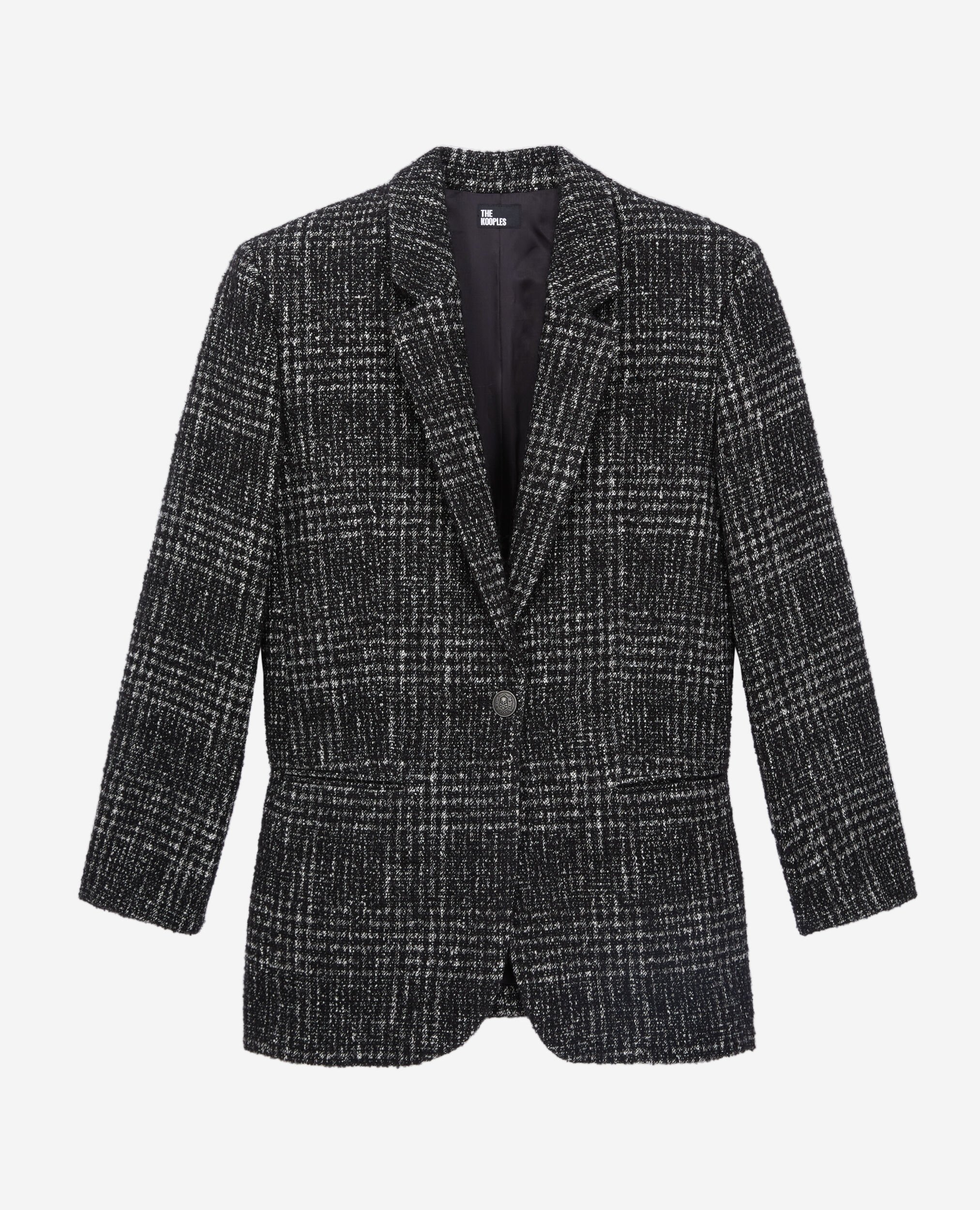 Black and white tweed blazer, BLACK WHITE, hi-res image number null