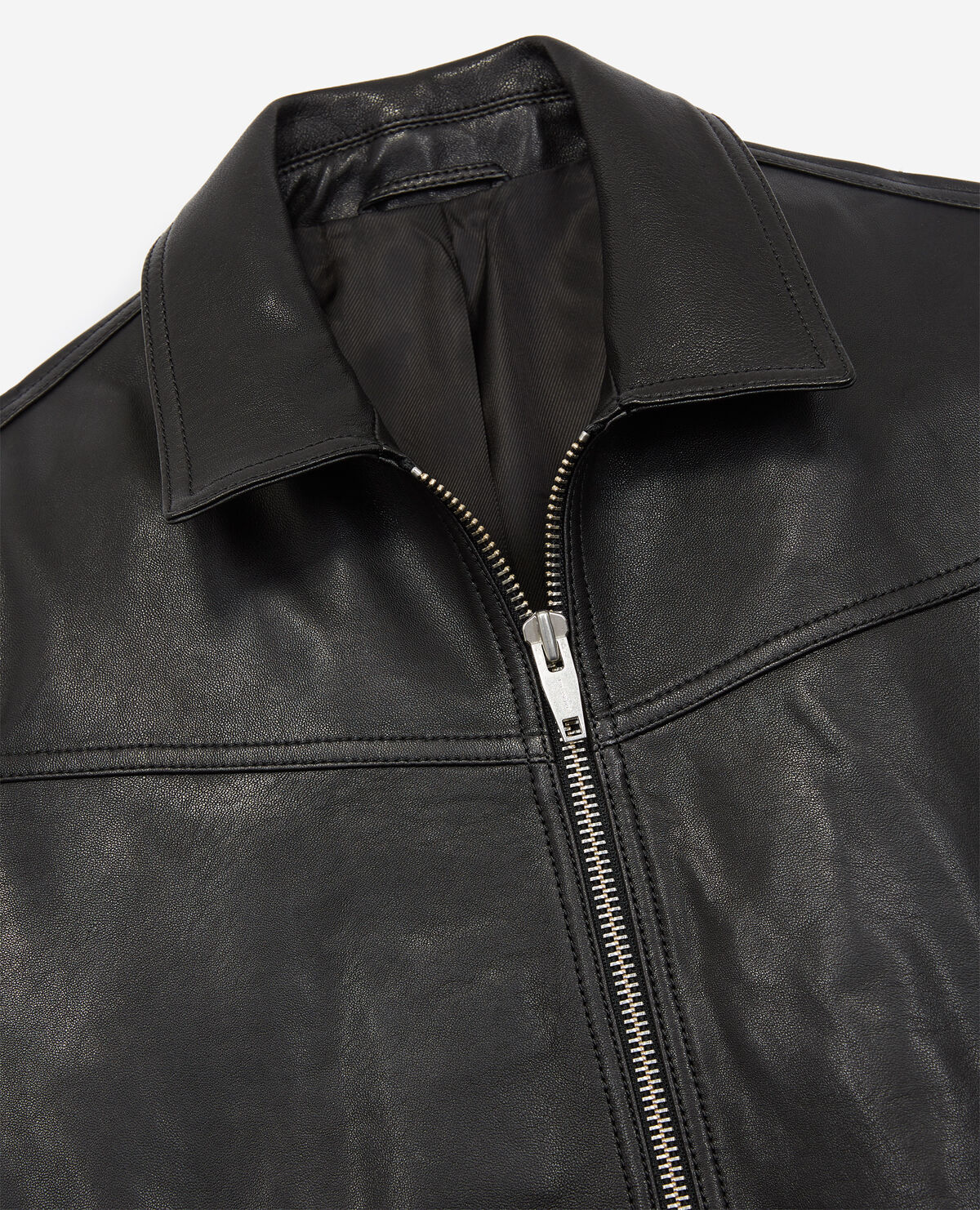 Black leather clearance jacket collar