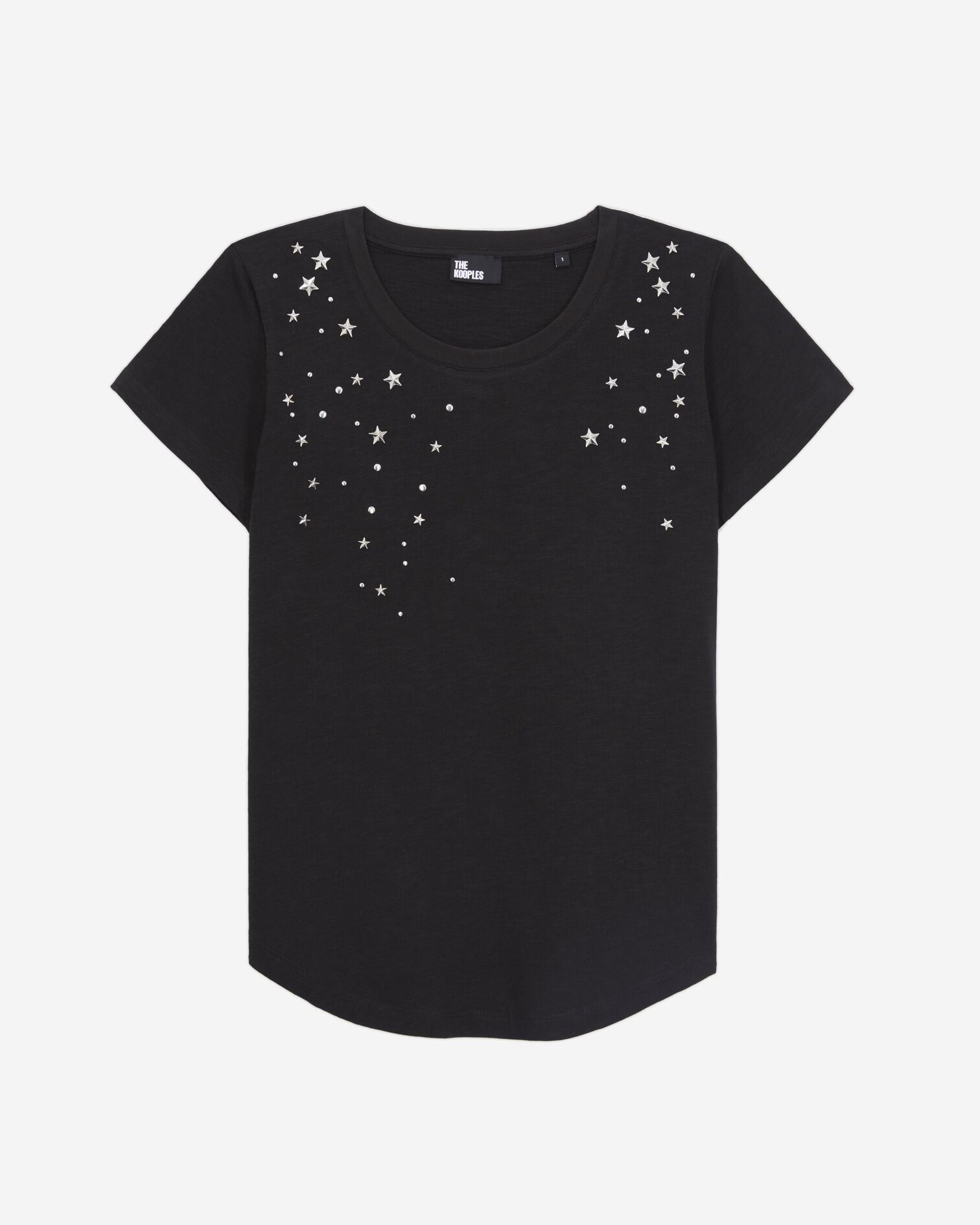 T-shirt Femme noir avec étoiles, BLACK, hi-res image number null
