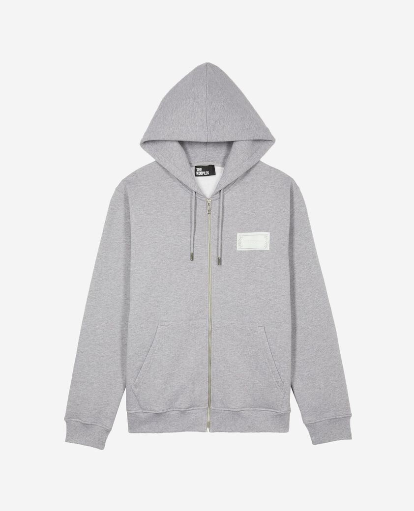 The Kooples HOMME GREY MELANGE sweatshirt zipp&eacute; avec s&eacute;rigraphie noir