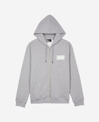 The Kooples HOMME GREY MELANGE sweatshirt zipp&eacute; avec s&eacute;rigraphie noir