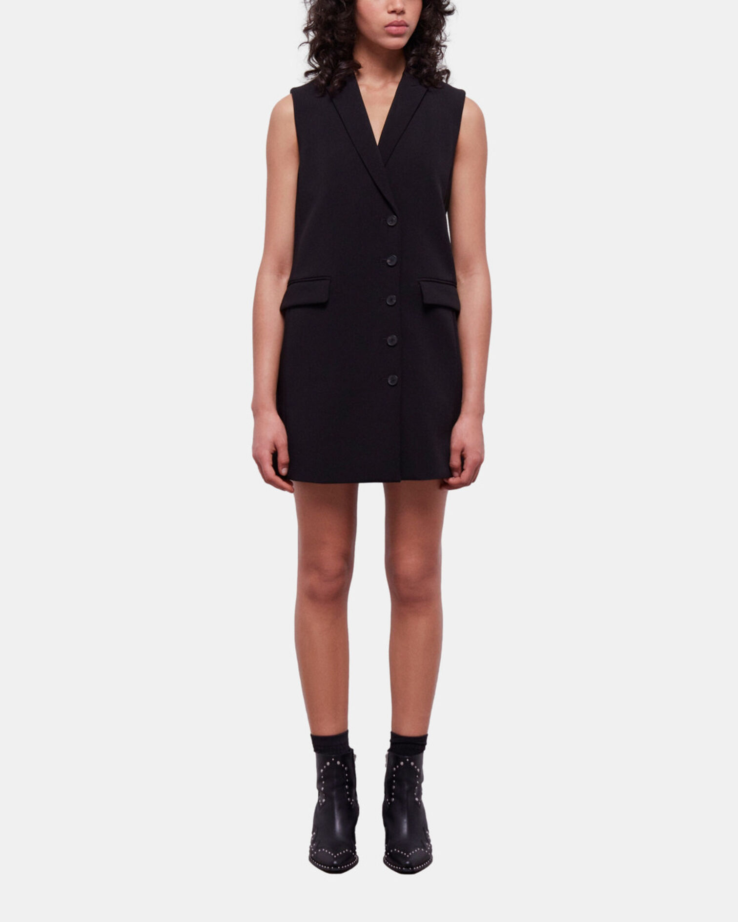 Schwarzes, kurzes aus Kreppkleid, BLACK, hi-res image number null