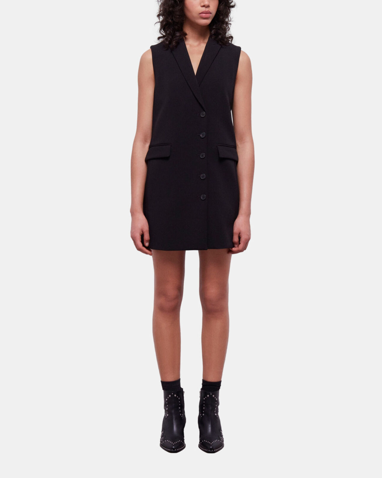 The Kooples DAMEN BLACK schwarzes, kurzes aus kreppkleid